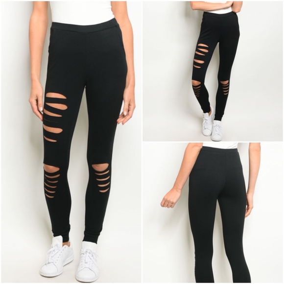 Trend setter Diva Boutique Pants - LAST 1! DISTRESSED BLACK LEGGINGS!